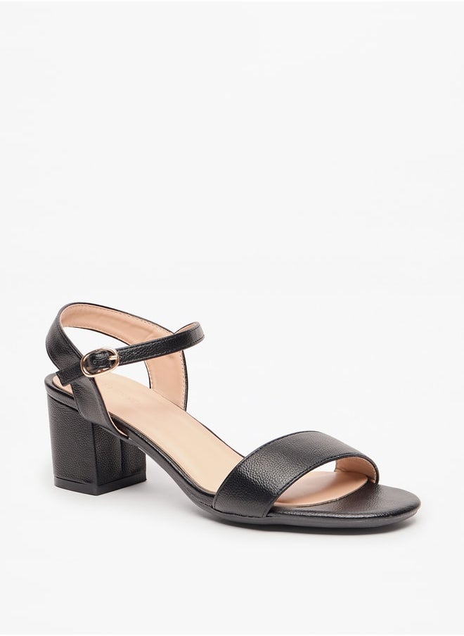 Celeste Women's Solid Block Heel Sandals with Buckle Closure  - Image 1