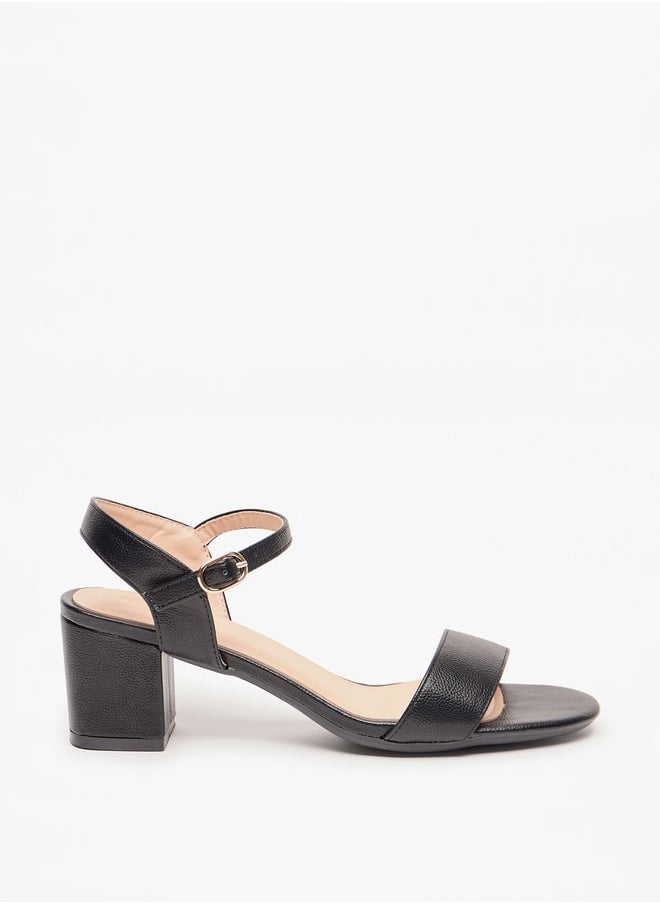 Celeste Women's Solid Block Heel Sandals with Buckle Closure  - Image 3