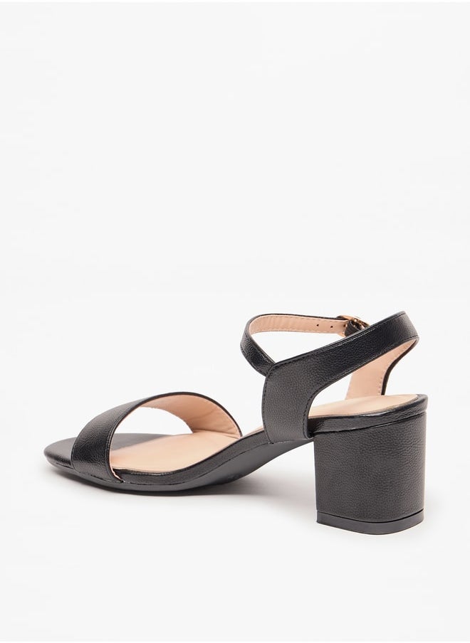 Celeste Women's Solid Block Heel Sandals with Buckle Closure  - Image 2