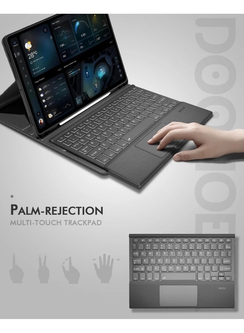 Muzz لوحة مفاتيح بلوتوث لاسلكية قابلة للفصل مع لوحة تتبع/لوحة لمس لحافظة جهاز لوحي لجهاز سامسونج جالاكسي تاب A11 بلس/تاب A11+ بحجم 11 إنش - Image 5