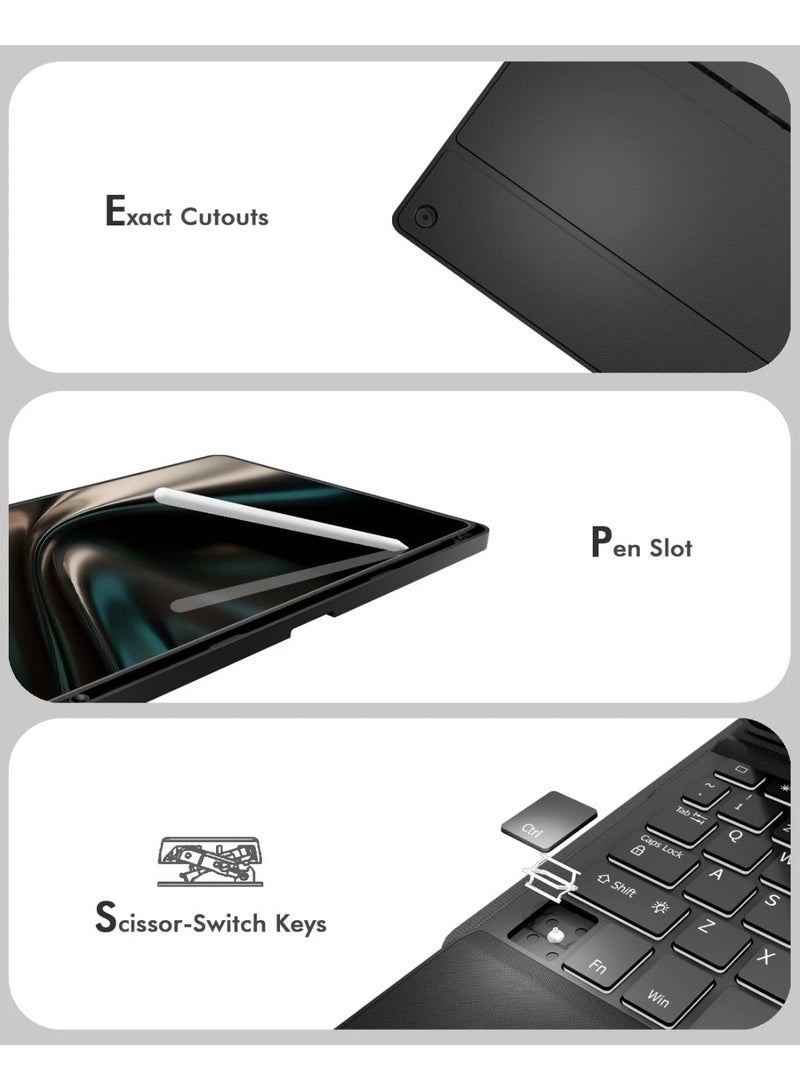 Muzz لوحة مفاتيح بلوتوث لاسلكية قابلة للفصل مع لوحة تتبع/لوحة لمس لحافظة جهاز لوحي لجهاز سامسونج جالاكسي تاب A11 بلس/تاب A11+ بحجم 11 إنش - Image 3