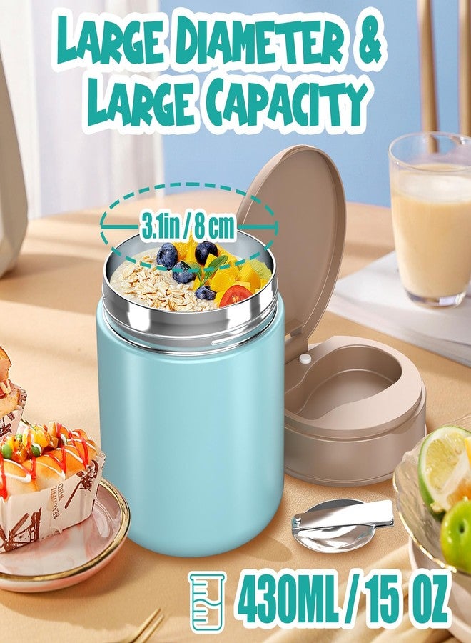 CJACJA Insulated Food Jar for Kids - 15.2 Oz, Thermo for Hot Food, Soup Thermo, Insulated Food Container, Termos Para Comida Caliente, Width Mouth Stainless Steel Lunch Box with Spoon, Blue - Image 3