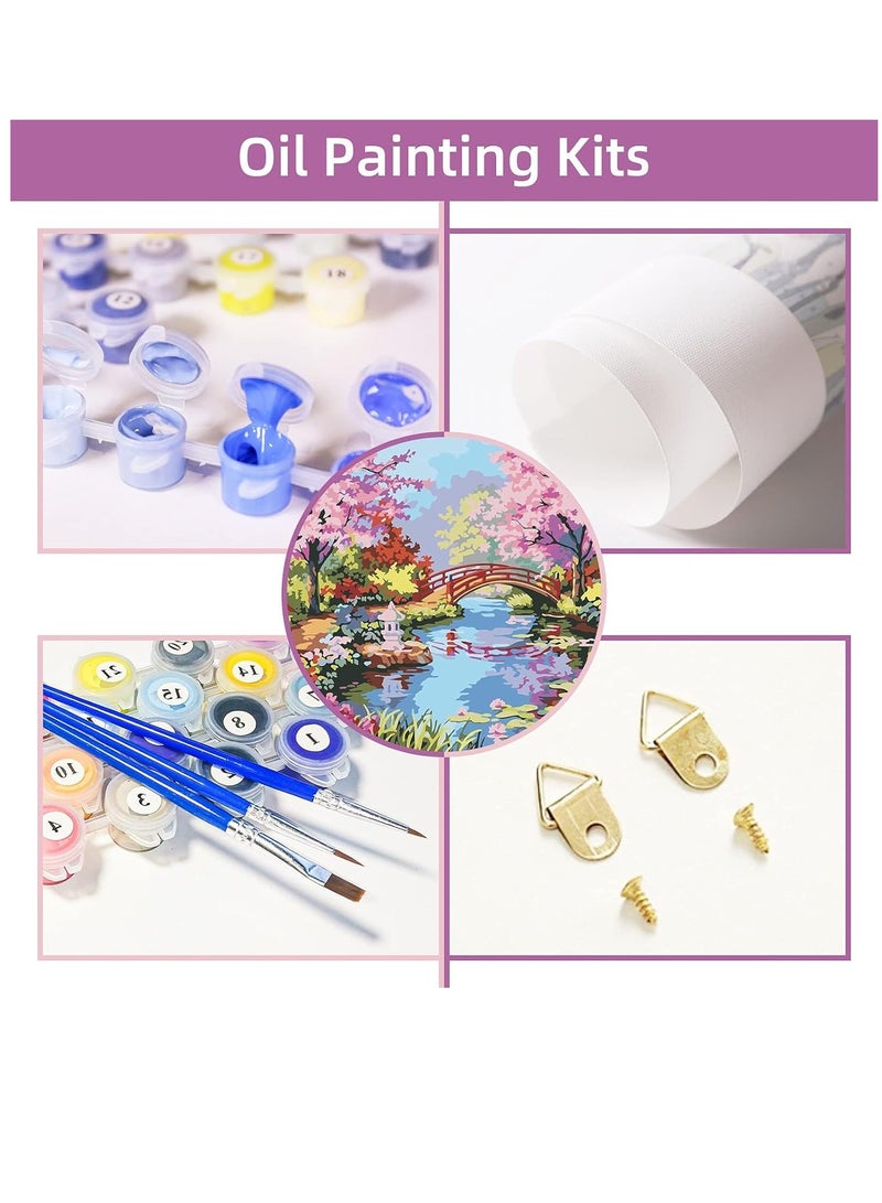 KASTWAVE Paint by Number Kits for Adults Kids Spring Scenery DIY Drawing On Canvas Oil Painting Kit Colorful Landscape Floral Paintwork with Paintbrush Art Craft for Home Wall Decoration 19.6X15.7 - Image 3