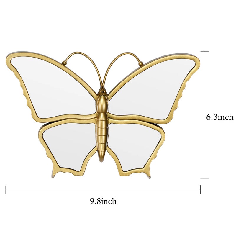 Wartter Decorative Butterfly Wall Mirror with Gold Plastic Frame (9.8 x 6.3 inch) - Image 2