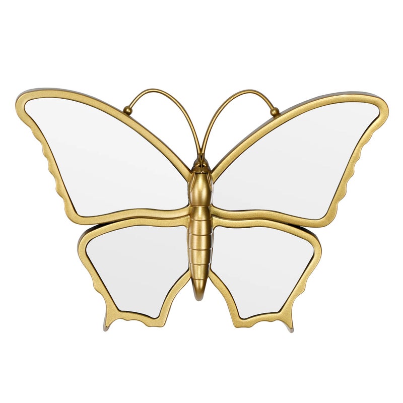 Wartter Decorative Butterfly Wall Mirror with Gold Plastic Frame (9.8 x 6.3 inch) - Image 1