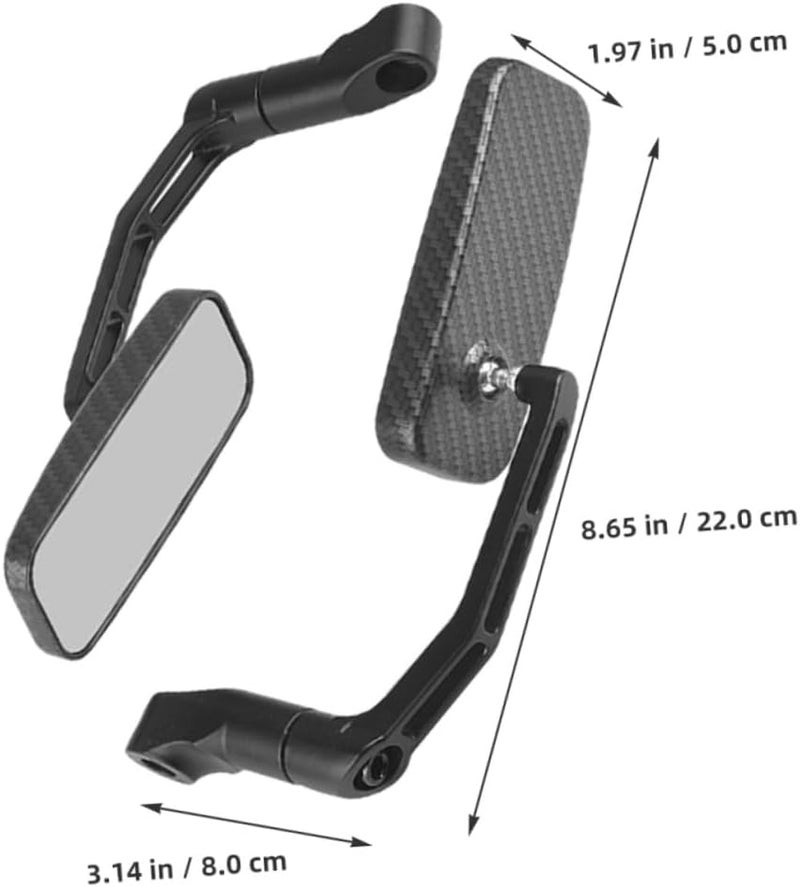 Healifty Motorcycle Rearview Mirror Side Mirror Handlebar Mount Anti-glare Square Textured Pattern Compatible with Electric Scooter and Moped - Image 2