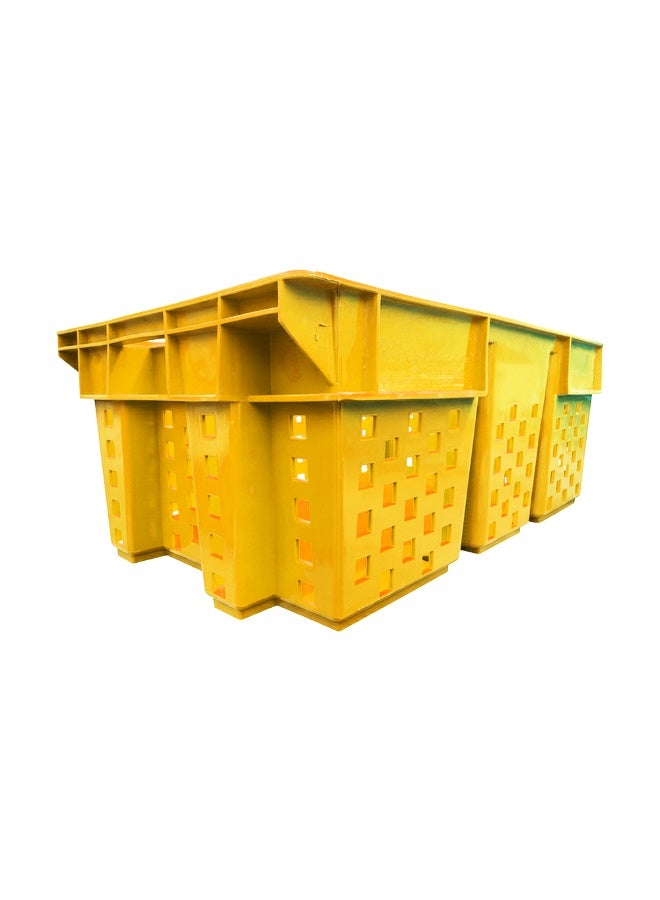 Plastica Industries LLC 4pcs of Dates Plastic Crate 580x380x220mm, 48L Nestable & Stackable Ventilated Storage Box for Dates, Fruits, Agriculture & Food Transport - Yellow - Image 4