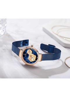 NAVIFORCE Elegant Women's Quartz Watch Stylish Round Dial with Floral Embossed Design Crystal Hour Markers Stainless Steel Mesh Strap Fashionable Timepiece for Everyday Wear and Special Occasions  - Image 5