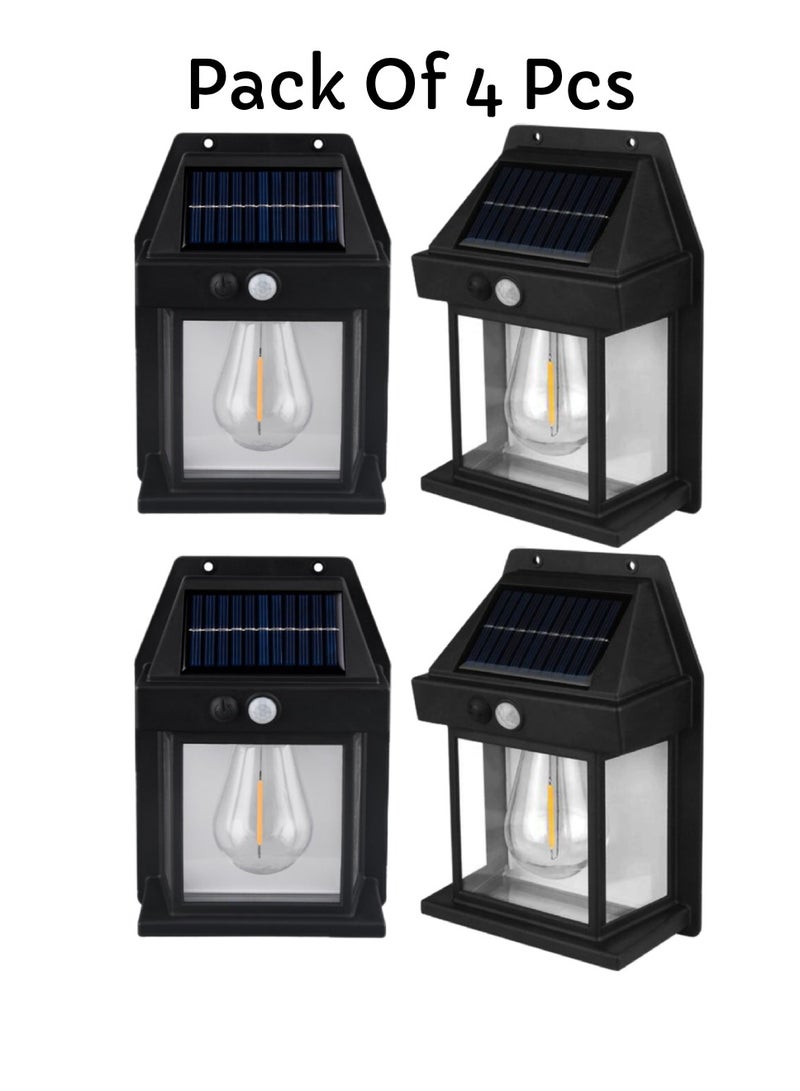 ELTRAZONE Pack Of 4 Pcs Solar Outdoor Light Solar Motion Sensor Security Lights With 3 Lighting Modes Wireless Solar Wall Lights Waterproof Solar Light Bulb Lights For Garden Home And Garage Use Black - Image 1