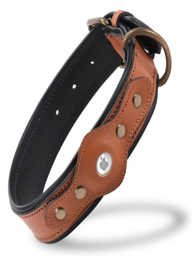 Filbert Leather Dog Collar with Airtag Holder, Airtag Collar for Medium Dogs, Leather, Vegetable Tanned Full Grain, Adjustable for All Breeds, Heavy Metal Buckle, Ultra-Durable - Image 1