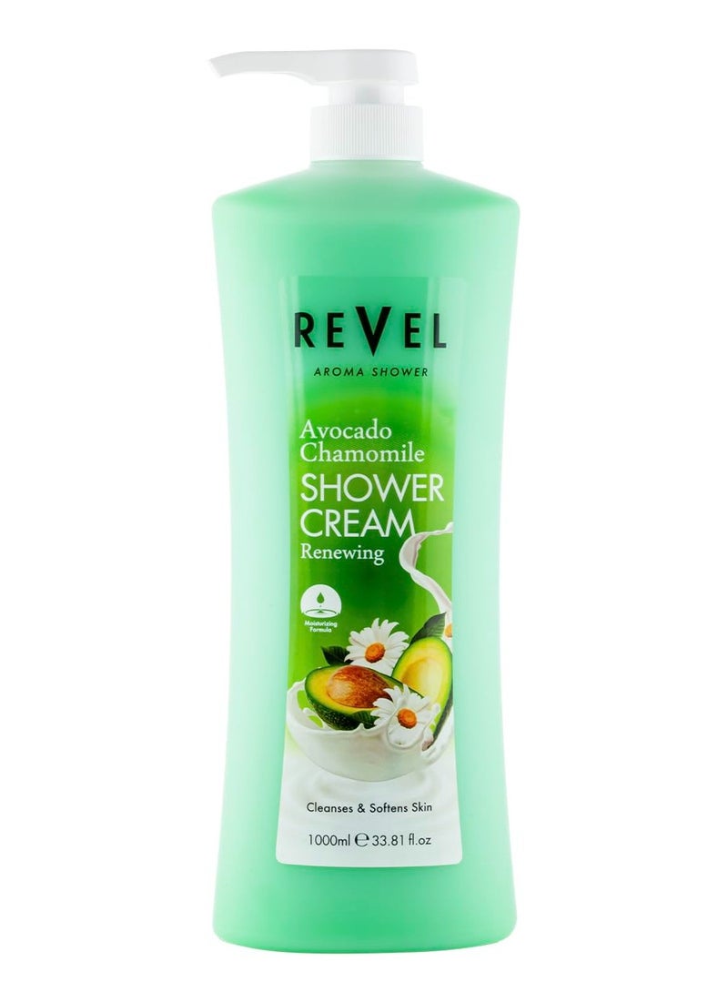 Revel كريم استحمام ريفيل للعناية بالبشرة بالأفوكادو والبابونج للرجال والنساء 1000 مل، متجدد، غسول الجسم، جل استحمام، تنظيف - Image 1