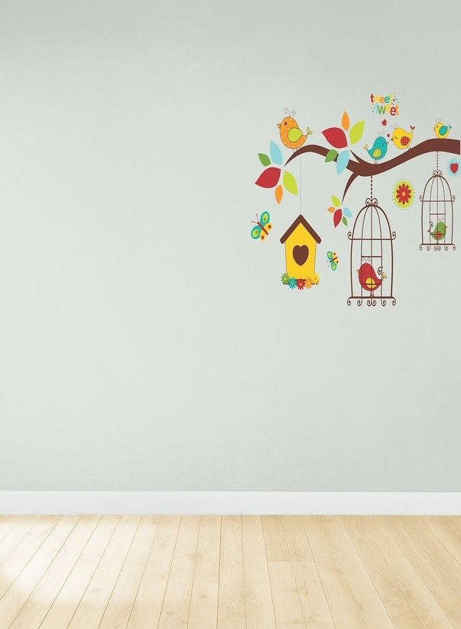 CVANU Beautiful Little Birds on Branch Self-Adhesive Vinyl Wall Sticker for Wall Decoration (28inX38in)_S268 - Image 3