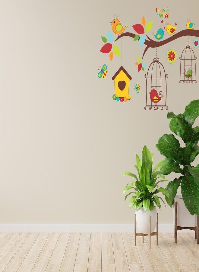 CVANU Beautiful Little Birds on Branch Self-Adhesive Vinyl Wall Sticker for Wall Decoration (28inX38in)_S268 - Image 1