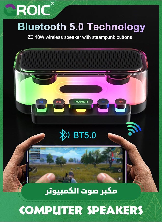 GROIC - RGB Speakers Bluetooth Wireless Subwoofer Computer Speakers Soundbar, HiFi Sound Quality Outdoor Speakers, Pc Speakers for Desktop Small Bluetooth Speaker Cool Stuff Tech Gadgets for Men - Image 1