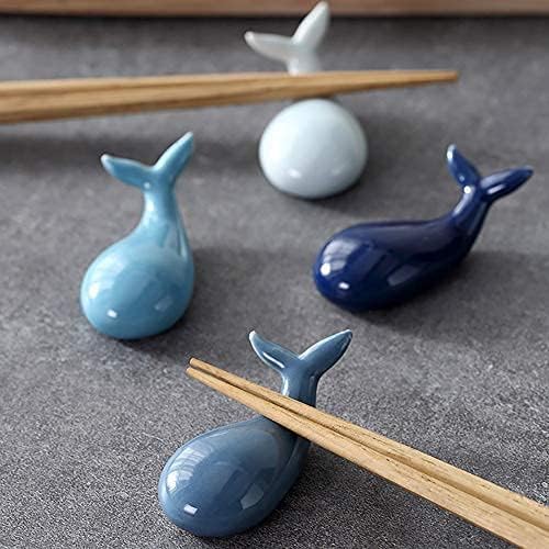 RAYNAG 4 Pack Dolphin-shaped Chopstick Rest, Ceramic Cute Chopstick Holders for Fork Spoon Kitchen Dinning Table Decoration - Image 1