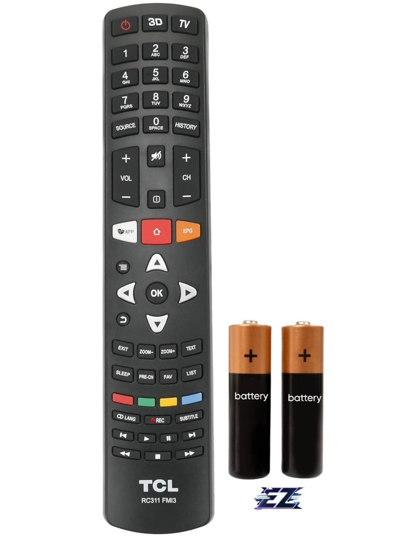 BGM RC311 FMI3 Remote Control Suitable for TCL 4K 3D LED LCD Smart TV L43P1US L50P1US L50C1US L55P1US L43P2US L49P2US L55P2US L65P2US LED49D2930US L32S4690S L40S4690S 90FS LL 50S5610FS L50S5600FS with battery  - Image 1