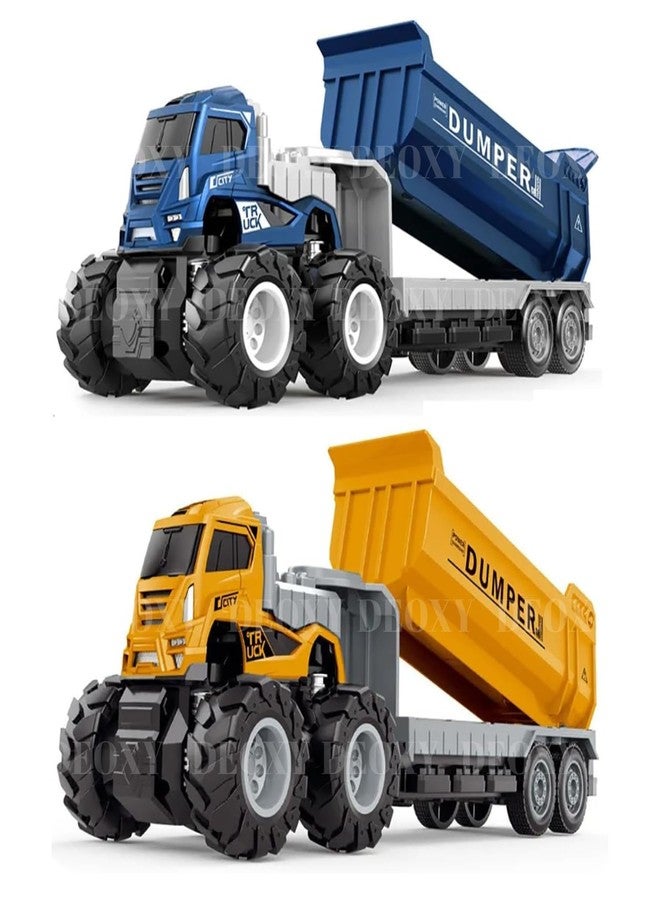 DEOXY 1:43 4WD Diecast Alloy Dumper Transport Truck Toys with Friction Powered Miniature Car Vehicle Toy Gifts for 3+ to 8 Year Boys and Girls(2 Color Truck - Sent Any One Color - Pack of 1) - Image 1