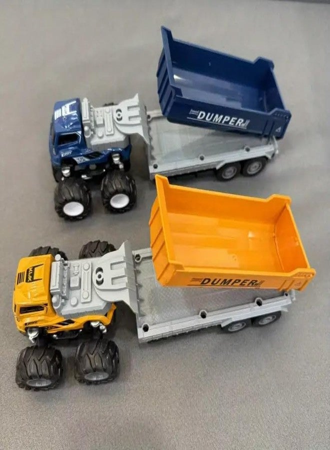 DEOXY 1:43 4WD Diecast Alloy Dumper Transport Truck Toys with Friction Powered Miniature Car Vehicle Toy Gifts for 3+ to 8 Year Boys and Girls(2 Color Truck - Sent Any One Color - Pack of 1) - Image 3
