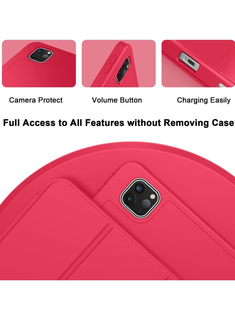 vesus 2024 iPad Pro 11" Case (M4, 5th Gen) - Smart Case with Pencil Holder, Touch ID Support, Auto Wake/Sleep Function (Red) - Image 3