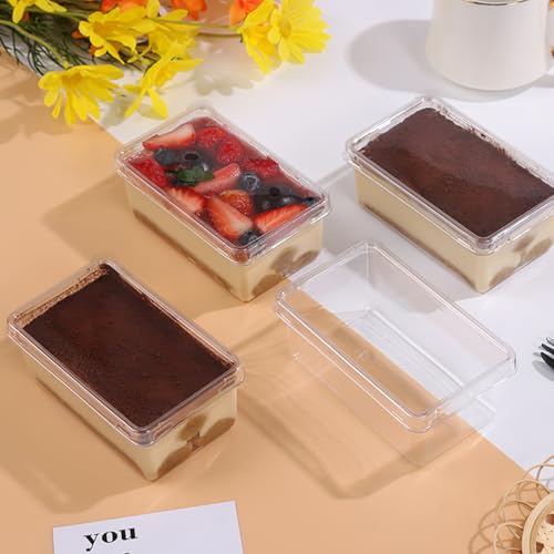 RORPOIR 10Pcs Transparent Tiramisu Boxes with Lids Plastic Dessert Containers for Layer Cakes Mousse Pastries Clear Storage for Home Caf - Image 3
