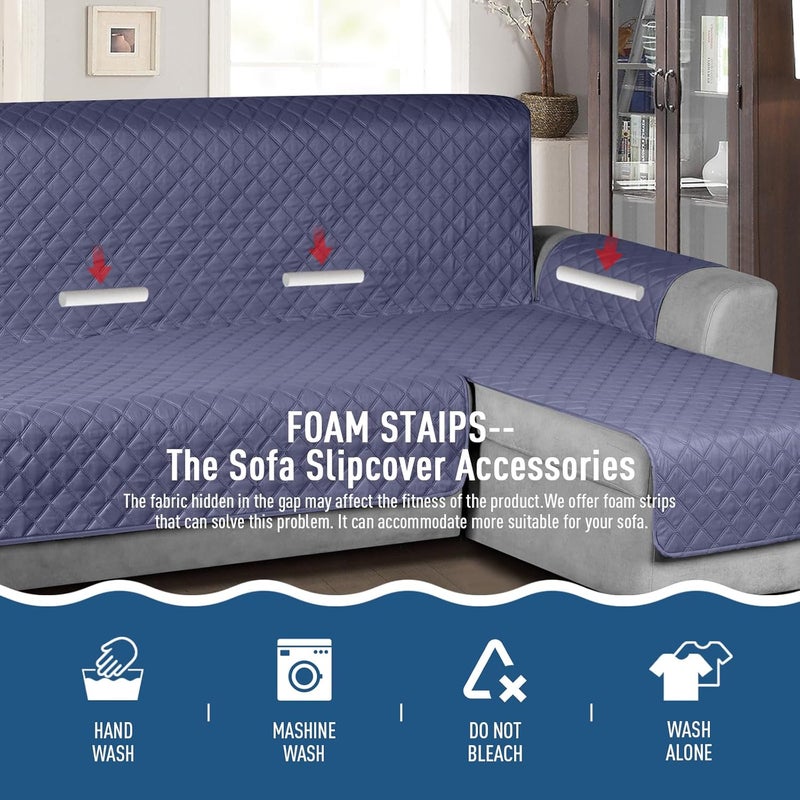 TAOCOCO Polyester Waterproof L Shaped Couch Cover Sectional Sofa Cover 1 Piece Reversible Pet Couch Cover With Chaise Lounge For Shape With Straps For Kids PetsLarge Bluish Grey - Image 5