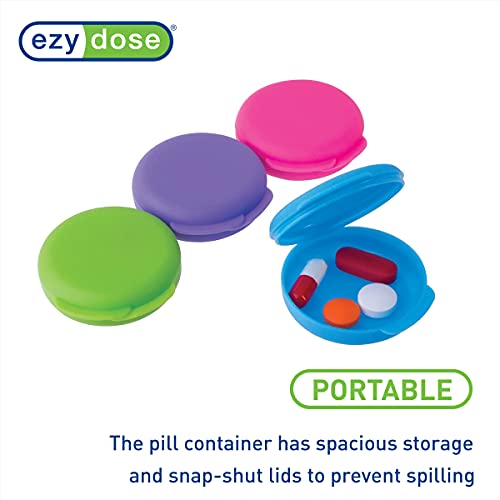 EZY DOSE Daily Round, Compact, Small, Disrcrete, Portable On-The-Go Pocket Pharmacy, Pill Box, Organizer and Vitamin Containers, Snap Shut Lids, Travel Friendly, Colors May Vary, 2 Pack, BPA Free - Image 4