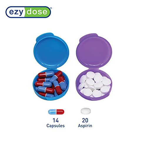 EZY DOSE Daily Round, Compact, Small, Disrcrete, Portable On-The-Go Pocket Pharmacy, Pill Box, Organizer and Vitamin Containers, Snap Shut Lids, Travel Friendly, Colors May Vary, 2 Pack, BPA Free - Image 3