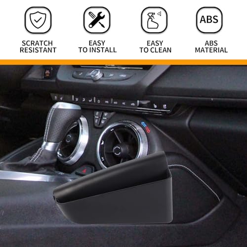 Hoolcar Gear Shift Storage Box Center Console Organizer Tray Console Side Pocket Organizer Compatible with Chevrolet Camaro 2016-2023, Black, Interior Accessories - Image 3