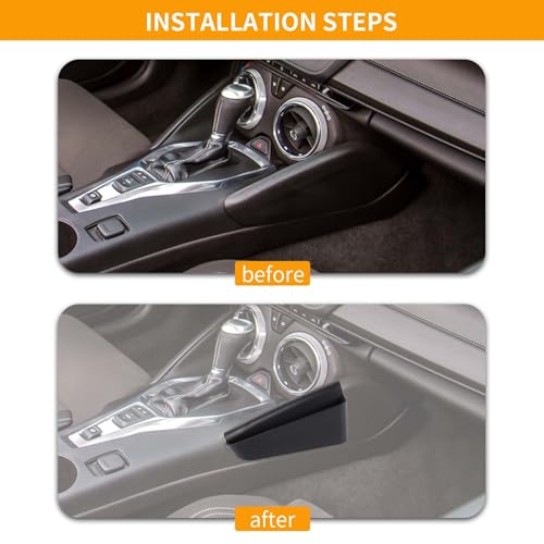 Hoolcar Gear Shift Storage Box Center Console Organizer Tray Console Side Pocket Organizer Compatible with Chevrolet Camaro 2016-2023, Black, Interior Accessories - Image 2