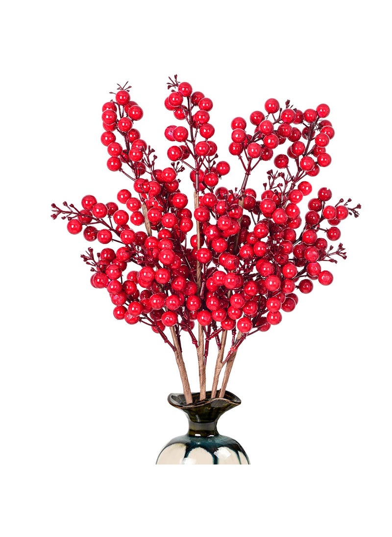 Artiflr Artiflr 4 Pack Artificial Red Berry Stem Clearance Christmas Holly Berries for Festival Holiday Crafts and Home Decor 195 Inches Burgundy Berry Floral Christmas Tree Decorations 