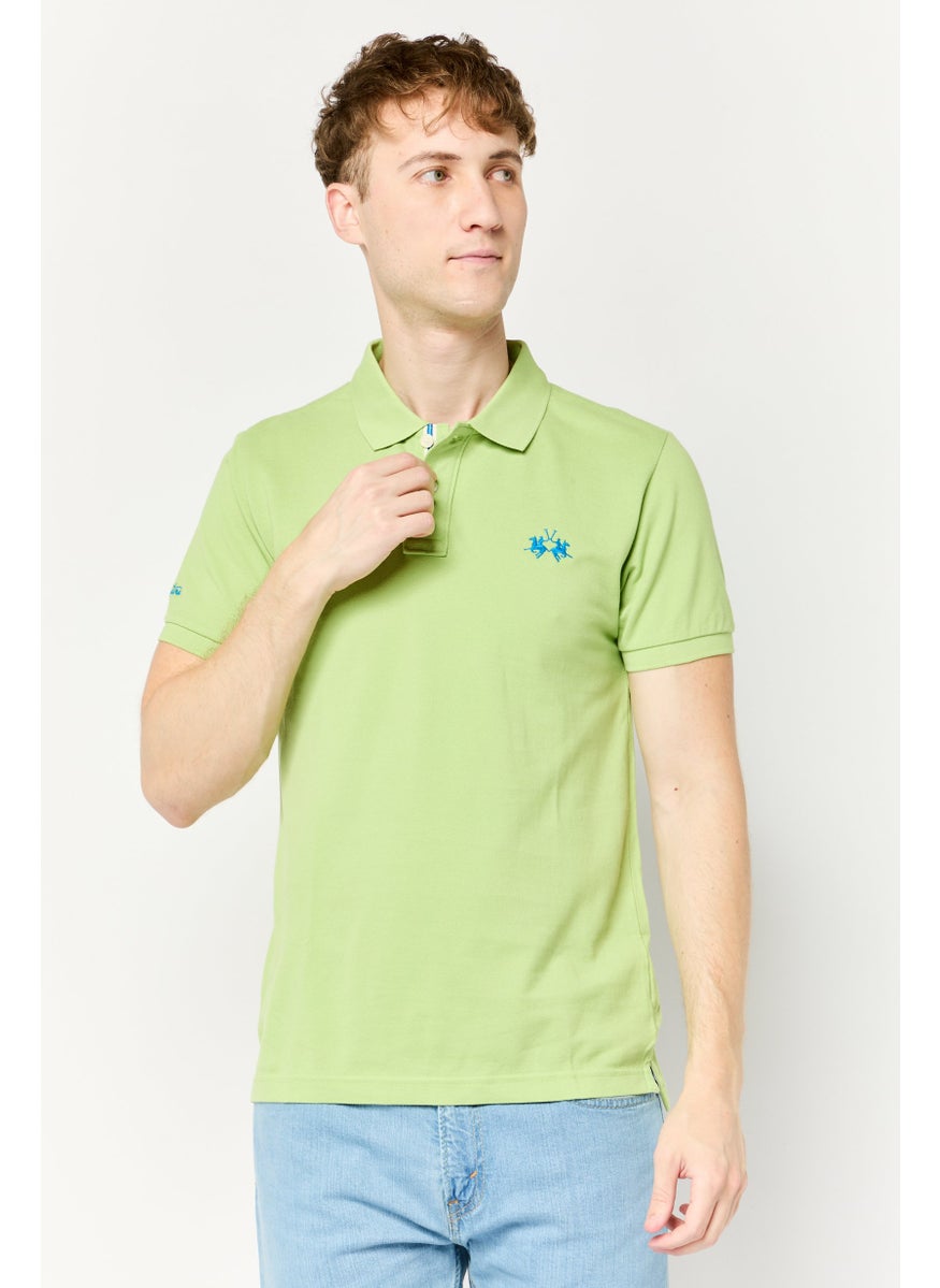 La Martina Men Regular Fit Embroidered Logo Short Sleeves Polo Shirt, Green  - Image 1