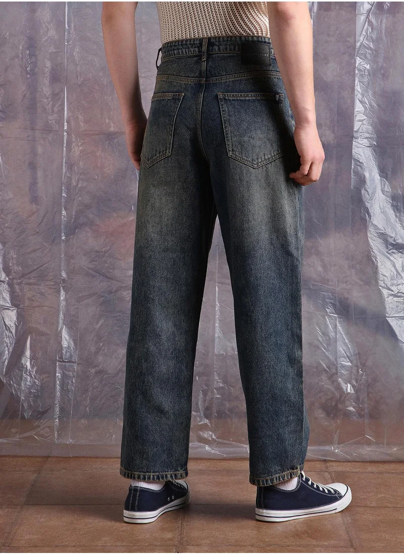 Hubberholme Blue Baggy Jeans Washed design crafted from 100% Cotton with Button closure.