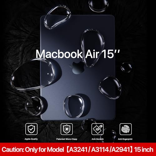 Soonjet for MacBook Air 15 inch Case M4 2025 2024 2023 M3 M2 [100% Match Official Color] [Ultra Thin Armor] Hard Shell + Translucent Keyboard Cover Laptop - Midnight Clear - Image 2