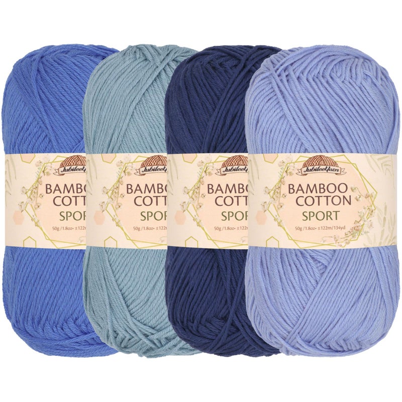 BambooMN JubileeYarn Bamboo Cotton Sport Yarn - 50g/Skein - Shades of Neutral Tones - 4 Skeins - Image 1