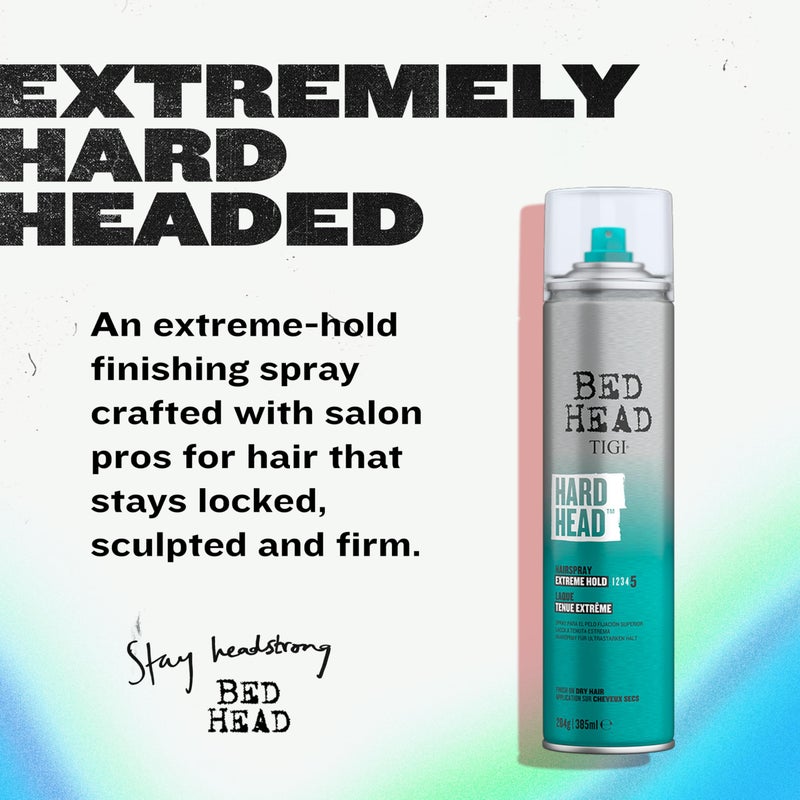 BED HEAD Bead Head by TIGI Hard Head Hairspray for Extra Strong Hold - For All Hair Types - With Instant Dry & Natural Shine - Use on Dry Hair - Premium Hair Care Products for Women & Men - 11.7 oz (2 Pack) - Image 2