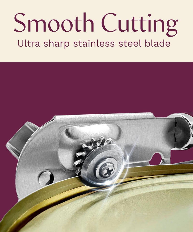 Graceliving Premium Multifunction Magnetic Manual Can Opener and Bottle Opener, Heavy Duty Stainless Steel Sharp Cutting Blade and Oversized Easy Turn Knob, Soft-Touch Handle, Kitchen Use, Mauve - Image 5