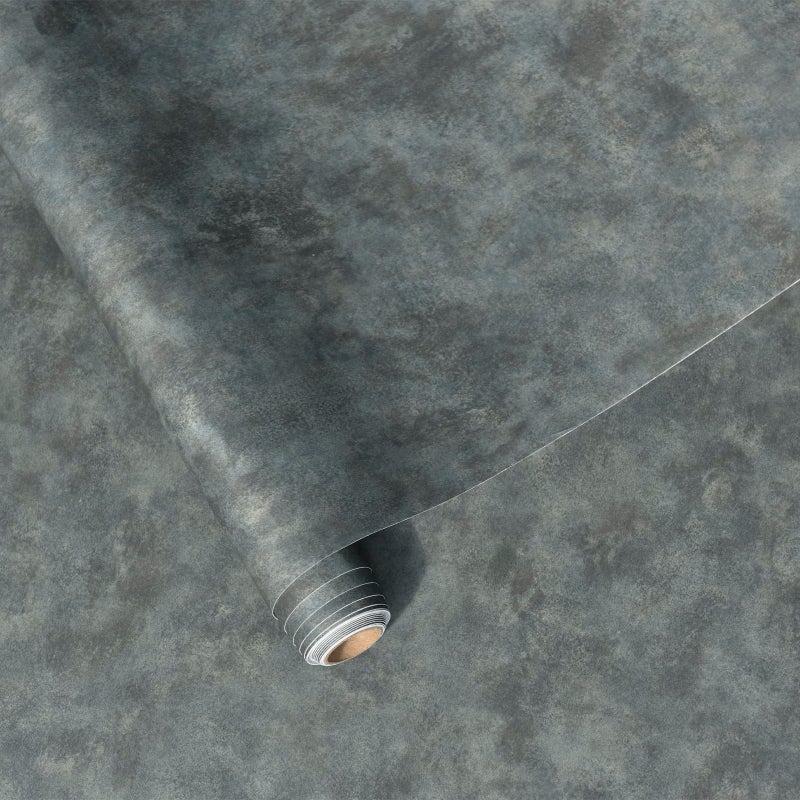 BAYYA Mid Century Modern Wallpaper Blue Concrete Peel and Stick Wallpaper Grey/Gray Industrial Wall Paper 16"x118" Rust Vintage Metallic Concrete Contact Paper for Bedroom Bathroom Living Room Wall - Image 2
