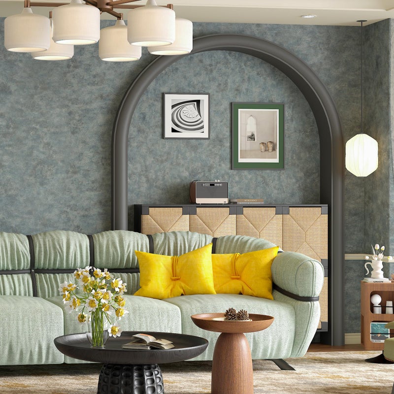 BAYYA Mid Century Modern Wallpaper Blue Concrete Peel and Stick Wallpaper Grey/Gray Industrial Wall Paper 16"x118" Rust Vintage Metallic Concrete Contact Paper for Bedroom Bathroom Living Room Wall - Image 3