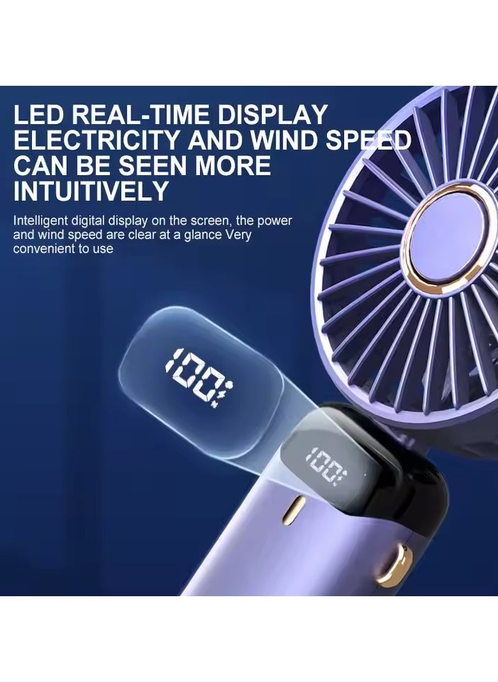 ROYCHE XLEEN LED Digital Display Fan – Portable Rechargeable Handheld Fan with Base, Model XL-N15 – 3-Speed Settings, USB Charging, Quiet Operation – for Home, Office, and Travel (Blue)  - Image 4