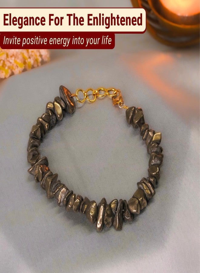 Japam Pyrite Stone Splash Bracelet | Certificate of Authenticity | Astrology Healing Crystal Bracelet for Money Attraction and Confidence Boost | Unisex - Image 4