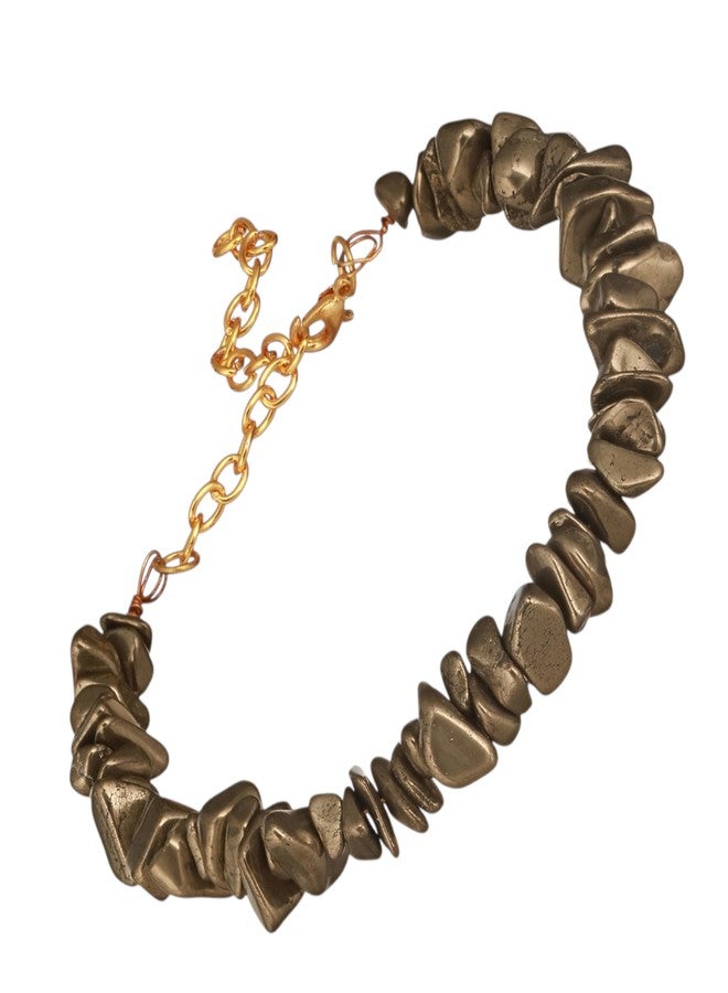 Japam Pyrite Stone Splash Bracelet | Certificate of Authenticity | Astrology Healing Crystal Bracelet for Money Attraction and Confidence Boost | Unisex - Image 1
