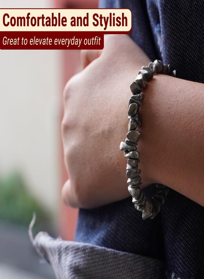 Japam Pyrite Stone Splash Bracelet | Certificate of Authenticity | Astrology Healing Crystal Bracelet for Money Attraction and Confidence Boost | Unisex - Image 3