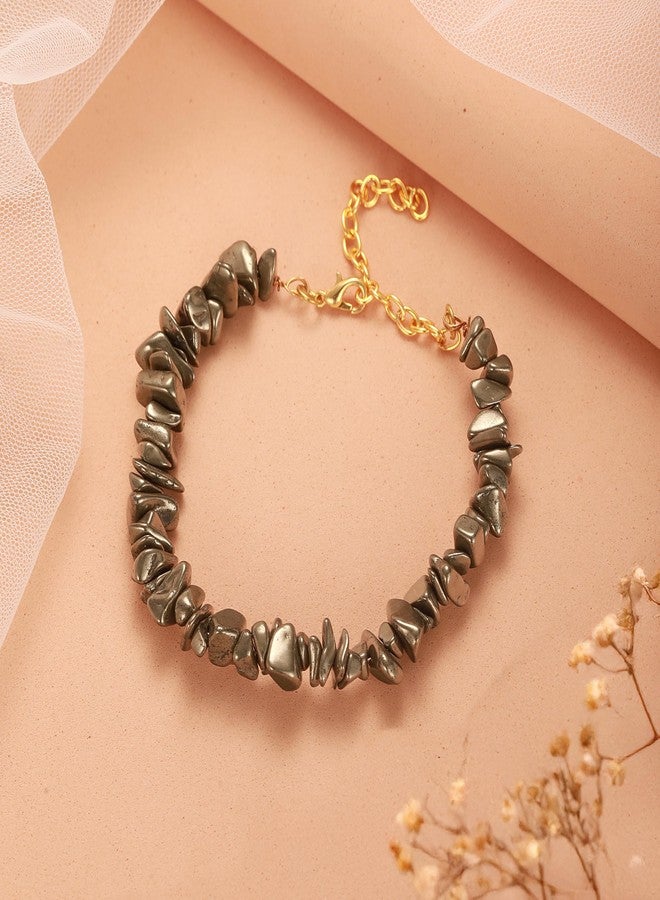 Japam Pyrite Stone Splash Bracelet | Certificate of Authenticity | Astrology Healing Crystal Bracelet for Money Attraction and Confidence Boost | Unisex - Image 2