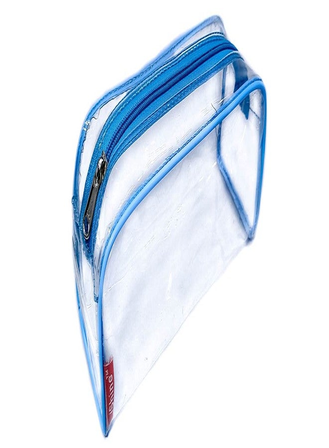 iShine Multipurpose Travel Morning Zipper Pouch for Men and Women Transparent Medium (Pack of 1, Blue) - Image 3