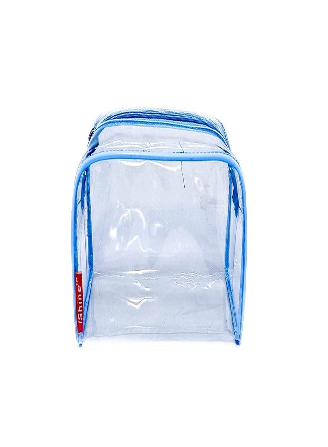 iShine Multipurpose Travel Morning Zipper Pouch for Men and Women Transparent Medium (Pack of 1, Blue) - Image 5