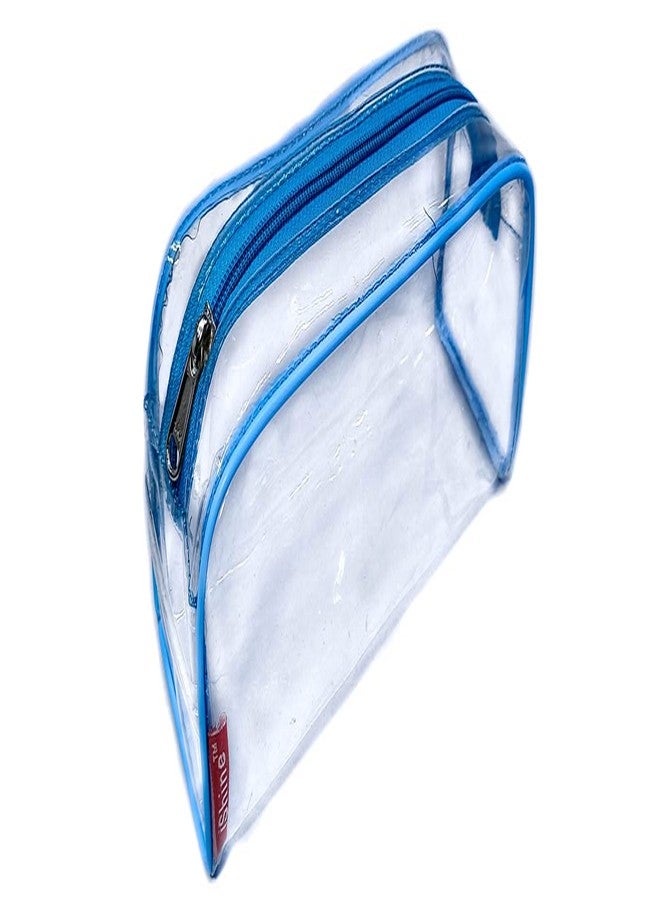 iShine Multipurpose Travel Morning Zipper Pouch for Men and Women Transparent Medium (Pack of 1, Blue) - Image 1