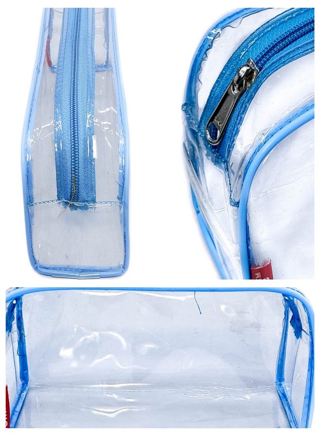 iShine Multipurpose Travel Morning Zipper Pouch for Men and Women Transparent Medium (Pack of 1, Blue) - Image 4