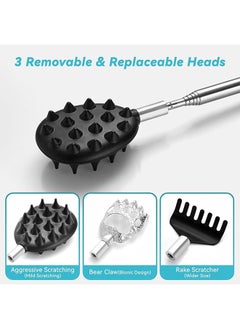 HY Telescoping Back Scratcher for Men, Women & Kids, 3Pcs Back Scratcher Heads, Dual Sides Scratcher/Bear Claw/Rake Scratcher for Father's/Mother's Day, Birthday Gifts  - Image 2