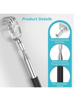 HY Telescoping Back Scratcher for Men, Women & Kids, 3Pcs Back Scratcher Heads, Dual Sides Scratcher/Bear Claw/Rake Scratcher for Father's/Mother's Day, Birthday Gifts  - Image 4