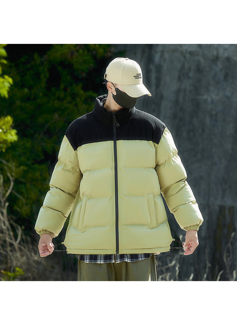 Generic Autumn/Winter New Mens Cotton Coat Windproof Warm Thickened Couple Cotton Jacket North Face Splicing Loose Fit Warm Thickened J Black  - Image 2